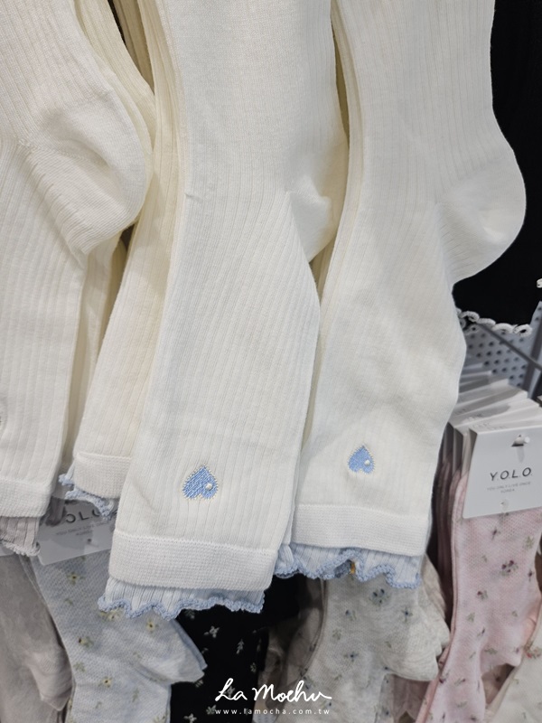 愛心刺繡拼接小腿襪